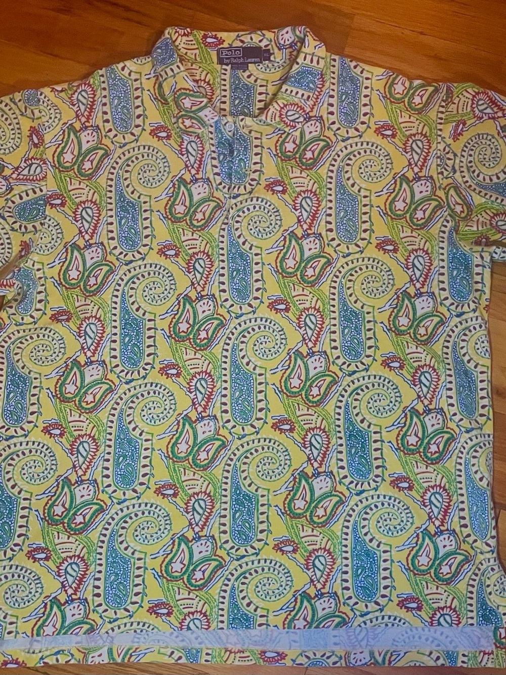 Rare Polo by Ralph Lauren Yellow Paisley Short-Sleeve button up shirt.